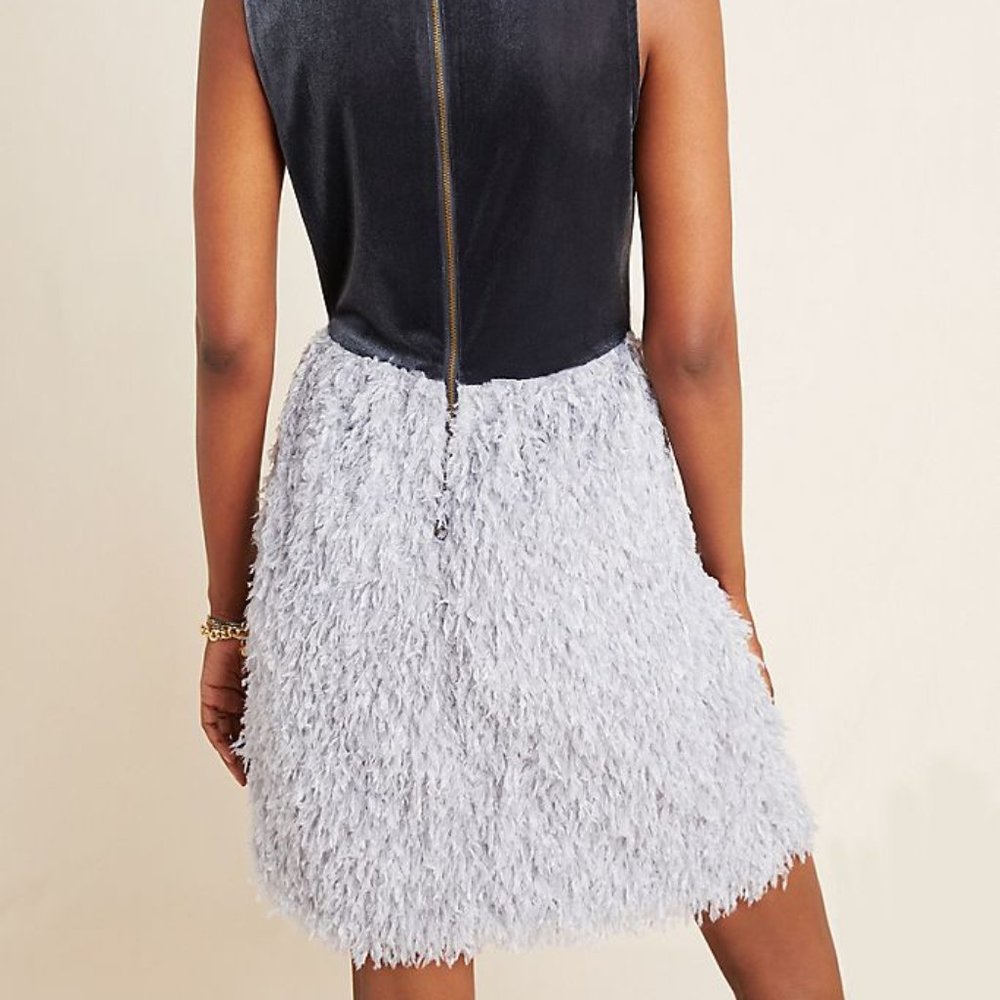 Anthropologie Gray Velvet and Textured Mini Dress - Picture 8 of 8